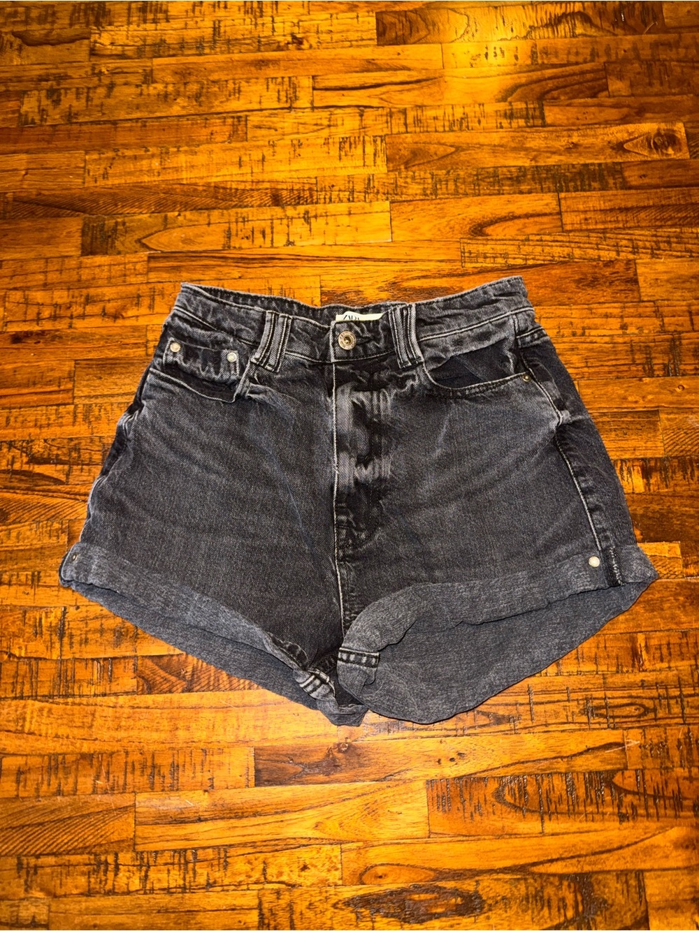 Zara High-Waist Black Denim Women’s Shorts - Size 6